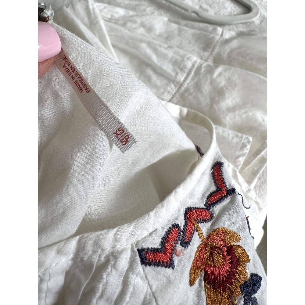 Free People Pablo Embroidered Boho Mini Dress Ruffle Sleeve, size XS - Picture 7 of 9